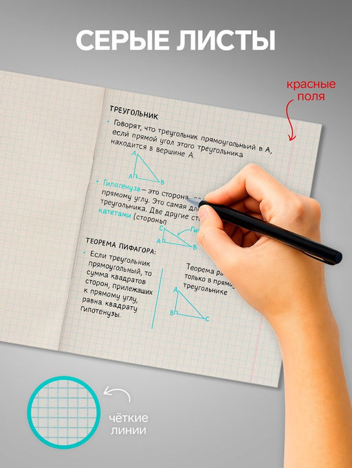 Комплект тетрадей из 5 шт (4 разные + 1 МИКС) Мыльные пузыри, 48 листов, в клетку, обложка мелованная бумага, блок №2, белизна 75% (серые листы) - Calligrata фото 6