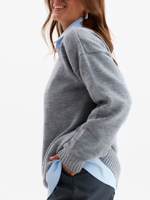 Джемпер женский MINAKU: Knitwear collection, светло-серый, размер 46-48  фото 6