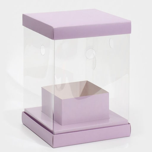 Коробка подарочная для цветов с вазой и пластиковыми окнами складная, упаковка, «Лаванда», 16×23×16 см