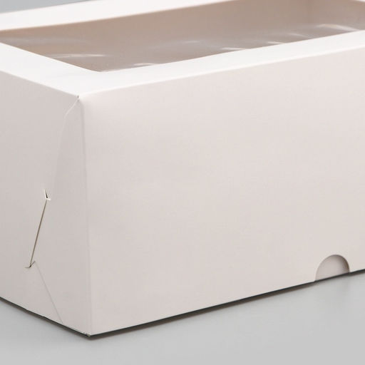 Цена за 3 шт. Коробка для 6 капкейков с окном, белая, 25×17×10 см