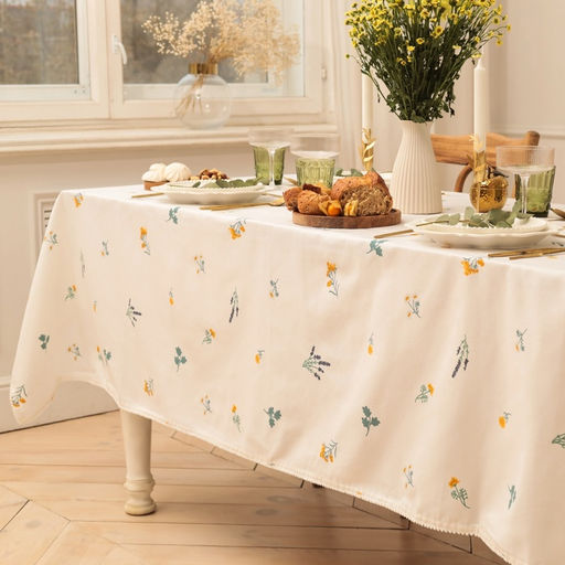 Скатерть Этель. Полевые цветочки, 146?2202 см, рогожка 176 г/м?, 100% хлопок