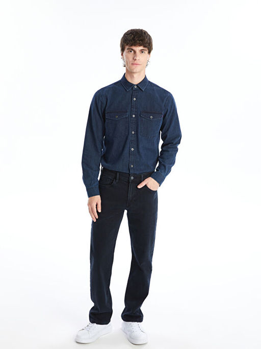 Regular Fit Uzun Kollu Erkek Jean G?mlek