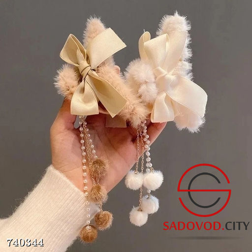 Крабик для волос с бантом и перламутровыми бусинами - Bruno фото 4