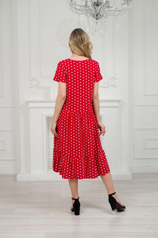 Платье женское из кулирки Кармелита горошек на красном - Амадэль фото 14