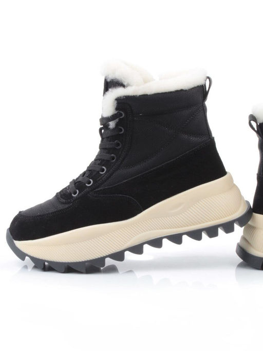 04-PAML05-1Z BLACK Ботинки зимние женские (натуральная замша, 100% шерсть, натуральный мех)