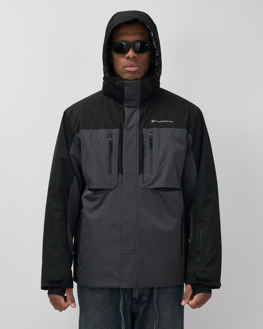 Горнолыжная куртка мужская зимняя темно-серого цвета 7616TC