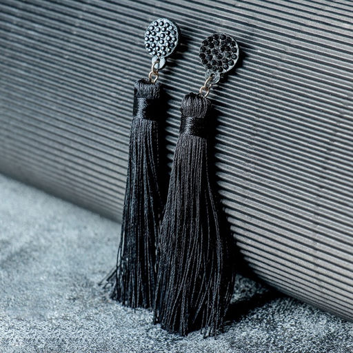 Серьги «Кисти» гармония, цвет чёрный, L кисти 8.5 см