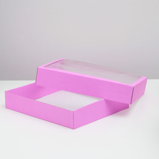Цена за 5 шт. Коробка сборная, крышка-дно, с окном, сиреневая, 38 х 33 х 7 см - Simaland фото 3