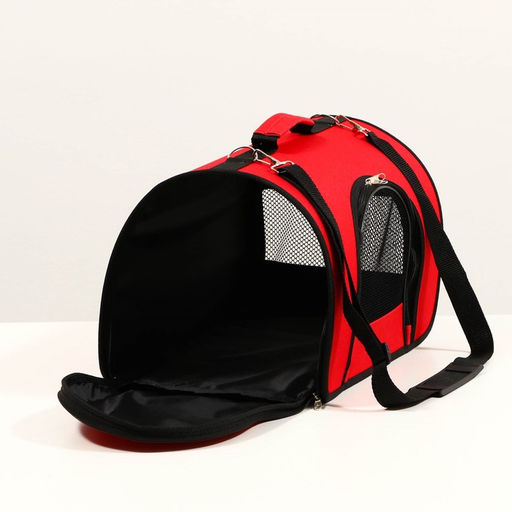 Сумка - переноска для животных, 2 входа, 40 х 25 х 28 см, красная - Пижон фото 3