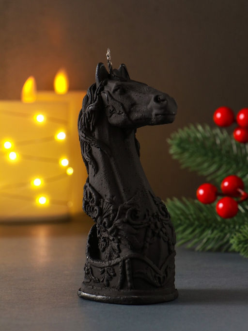 Цена за 2 шт. Свеча новогодняя «Лошадка: символ года», 12.5×5×6.5, чёрная