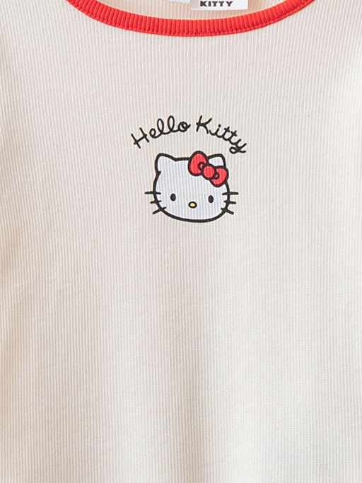 Bisiklet Yaka Uzun Kollu Hello Kitty Bask?l? K?z Bebek Ti??rt - Waikiki фото 3