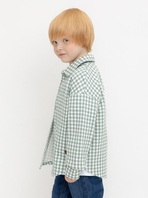 КР 302567/полынь клетка на сахаре рубашка для мал