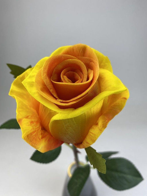 Роза искусственная Aopen силикон ароматизированная 55 см оранжевая  фото 3