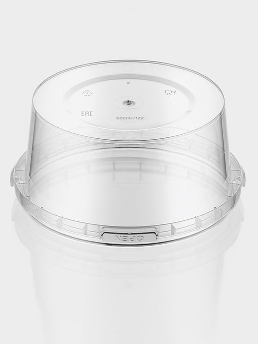 Цена за 225 шт. Ведро одноразовое с крышкой, 500 мл, d=12.2 см, h=6 см, пластик, прозрачное