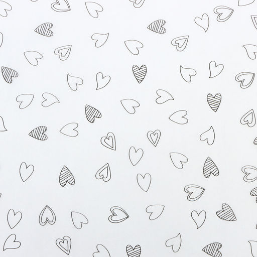Цена за 10 шт. Бумага упаковочная тишью, Сердечки, 50 см ? 70 см 17 грамм, белая