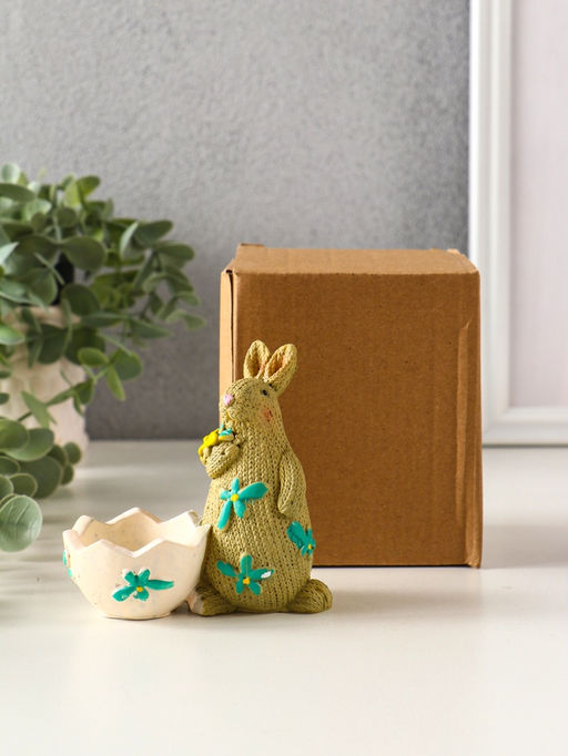 Фигурка - подставка полистоун Зайчики пасхальные, набор 2 шт., 5.3?10?10 см