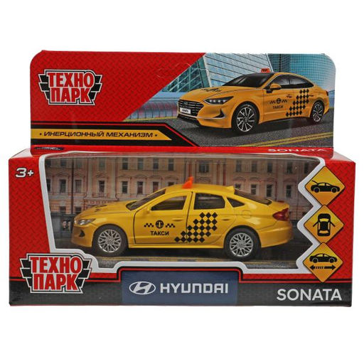 . Модель "Hyundai Sonata. Такси" металл 12 см, багаж, инерц, желтый, арт.SONATA-12TAX-YE