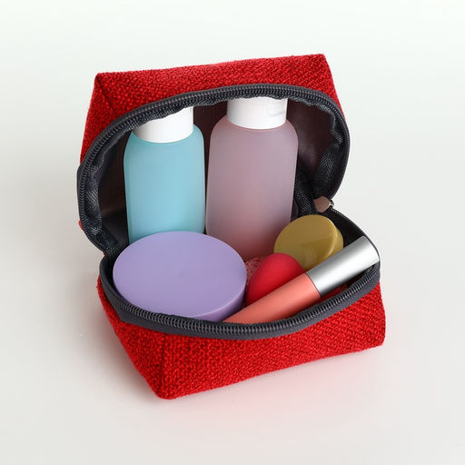 Косметичка женская на молнии, объёмная, маленькая, мягкая, красная - Simaland фото 3