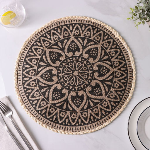 Цена за 12 шт. Салфетка сервировочная Доляна Милли, d=38 см, цвет чёрный  фото 3