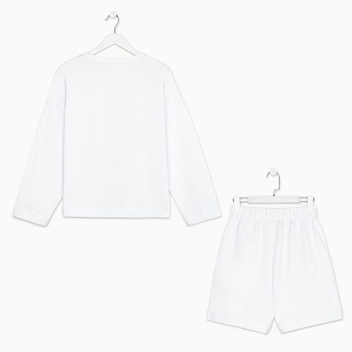 Костюм женский (толстовка, шорты) MIST, размер 40-42, белый