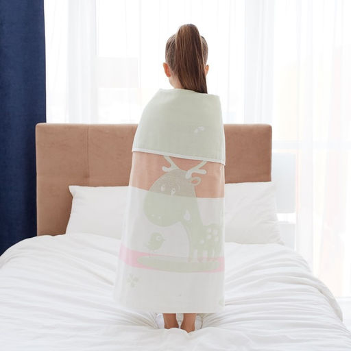 Полотенце детское Крошка Я Оленёнок 95х1005 см, цвет зелёный, 100% хлопок, 280 г/м2  фото 5