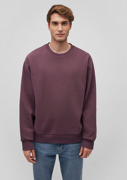 Kapusonlu Bordo Basic Sweatshirt - Mavi фото 3