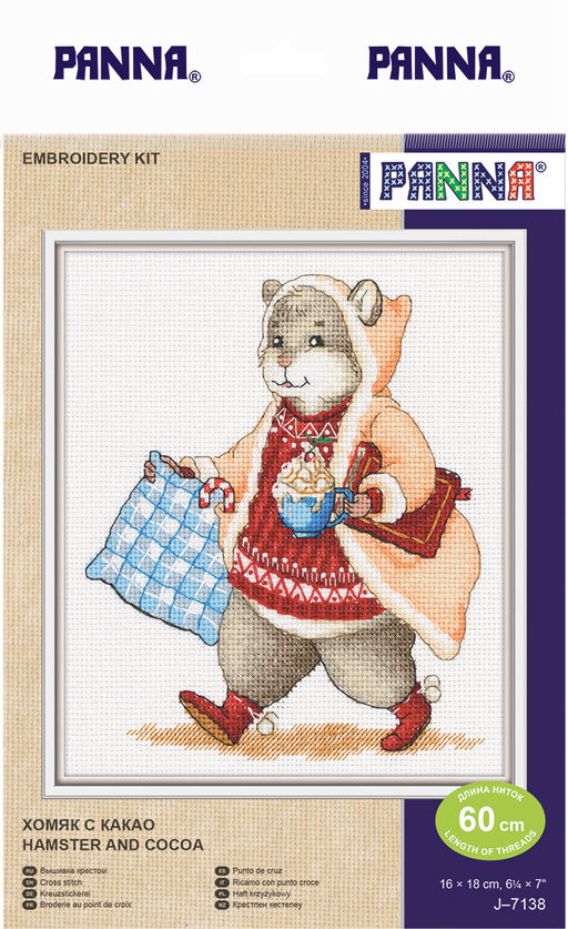 Набор для вышивания PANNA J-7138 Хомяк с какао 16 х 18 см