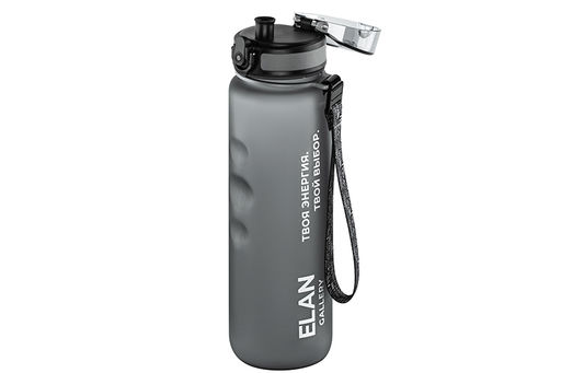 Бутылка для воды 1000 мл 7,8*7,8*28,5 см "Style Matte" с углублениями д/пальцев серая, мотивационная