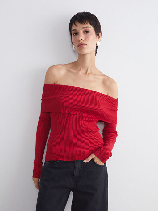 Kay?k Yaka Kad?n Triko Kazak