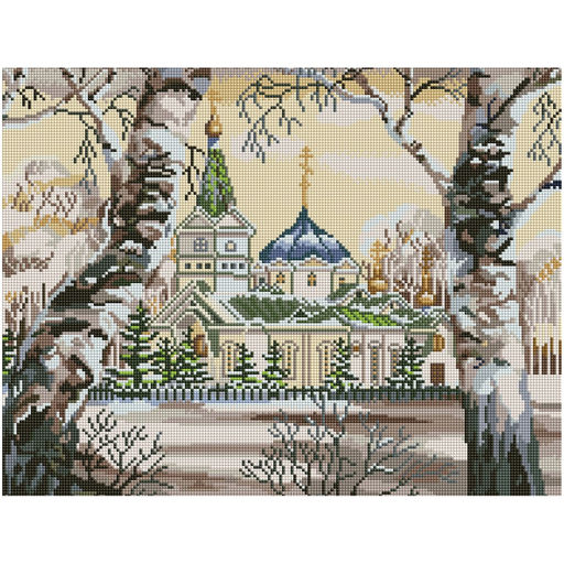 Алмазная мозаика 40*50см "Собор" 28цв. (АМП4050_52983, "ТРИ СОВЫ") полное заполнение, с подрамником