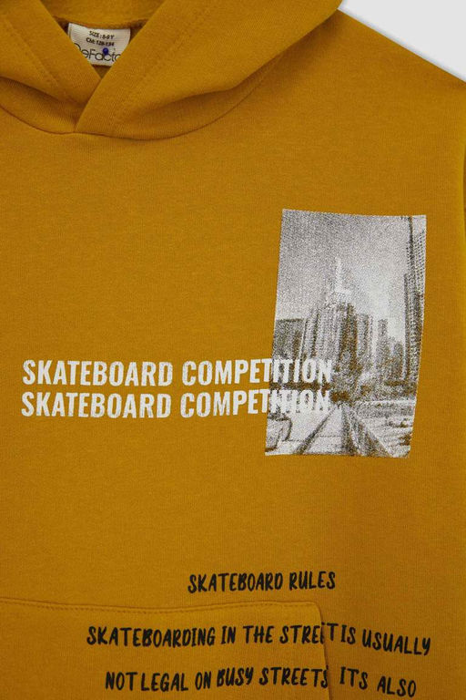 Толстый свитшот оверсайз с капюшоном для мальчика - Defacto фото 10