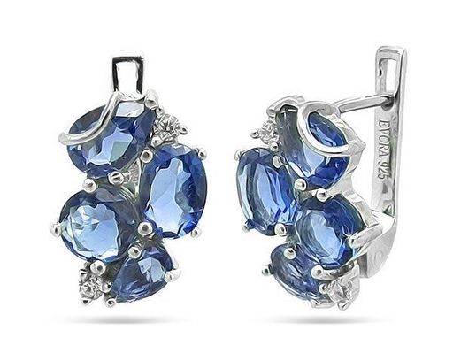 Серьги из серебра танзанит выращ., Элеонора