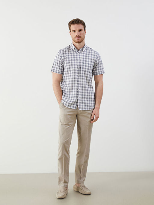 Regular Fit K?sa Kollu Ekose Erkek G?mlek