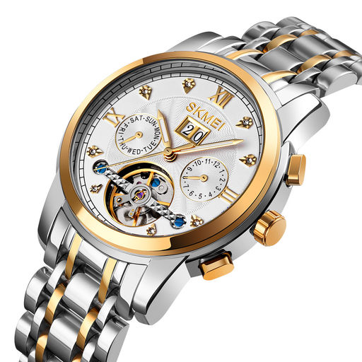 Часы наручные Skmei мужские механические с автоподзаводом M029gold-silver-silver