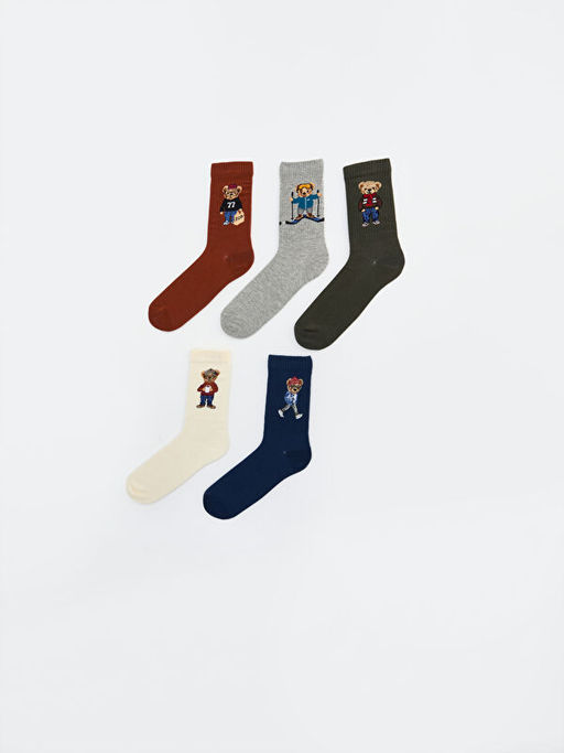 Ay? Teddy Bask?l? Erkek Soket ?orap 5li