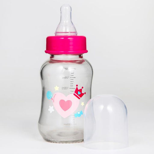 Бутылочка для кормления M&B «Зайка Полли», классическое горло, средний поток, от 3 мес., 150 мл., стеклянная
