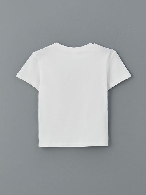 Bisiklet Yaka Bask?l? K?z ?ocuk Ti??rt 2li