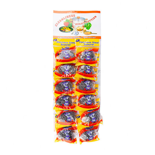 Губка для посуды металлическая SAFI-TEX 1сорт, блистер цена за 12шт (уп.60)
