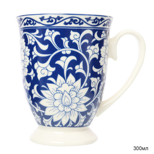 Кружка 300 мл на ножке Орнамент Гжель / HS526 /уп 12/72/ - Галеонтрейд фото 4