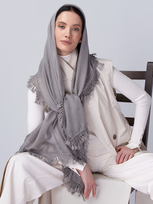 Большой, мягкий, тонкий и очень нежный двусторонний палантин с рисунком. - Tantino фото 11