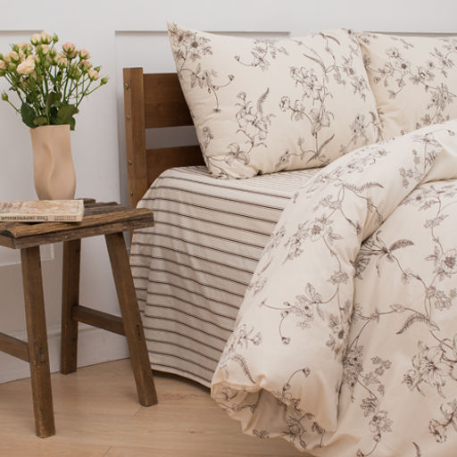 КПБ Чистый хлопок 1,5 спальный, наволочки 50х70, поплин, 100% хлопок, Гербариум ВБ Пододеяльник 146х215 с прорезью, простыня классическая 150х215 подшита с 4-х сторон, наволочки 50х70 с клапаном - 2 шт. - Традиция фото 46