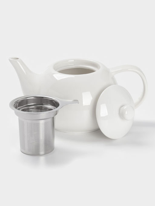 Чайник заварочный Доляна Глянец, 1.1 л, с ситечком, керамика, белый фото 2