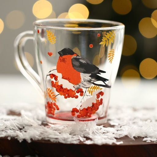 Кружки стеклянные новогодние Снегири!, набор 2 шт. - Дорого внимание фото 6