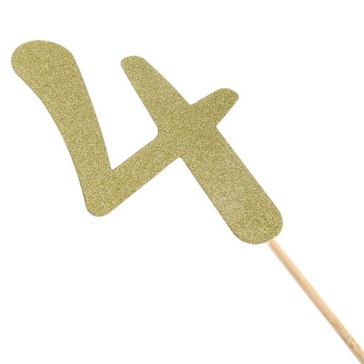 Цена за 6 шт. Топпер в торт 4, цвет золото - Страна карнавалия фото 2