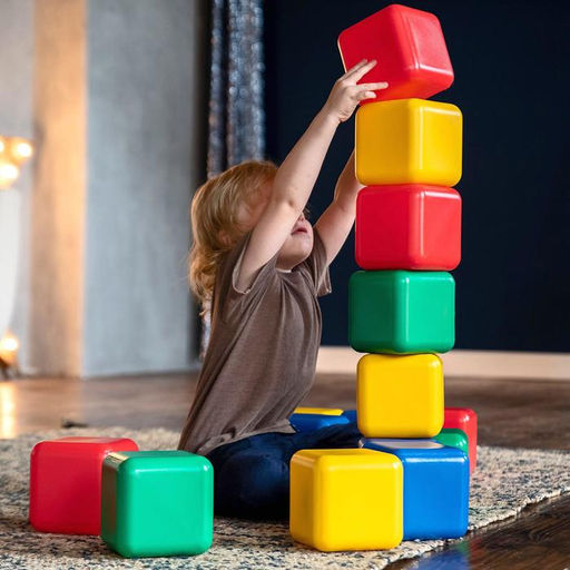 Кубики детские, пластиковые, цветные, 8 штук, 12×12 см