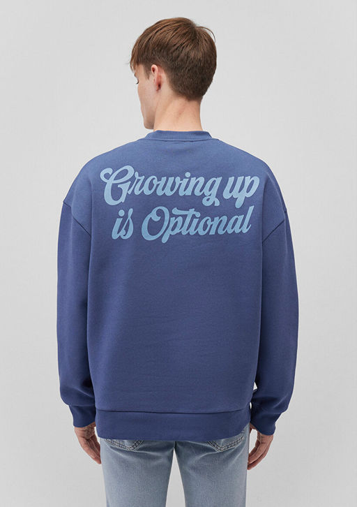 S?rt Bask?l? Lacivert Sweatshirt - Mavi фото 4