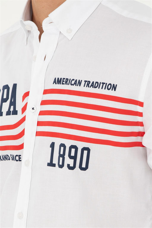 Мужская белая рубашка с длинным рукавом - U.s. polo assn фото 7