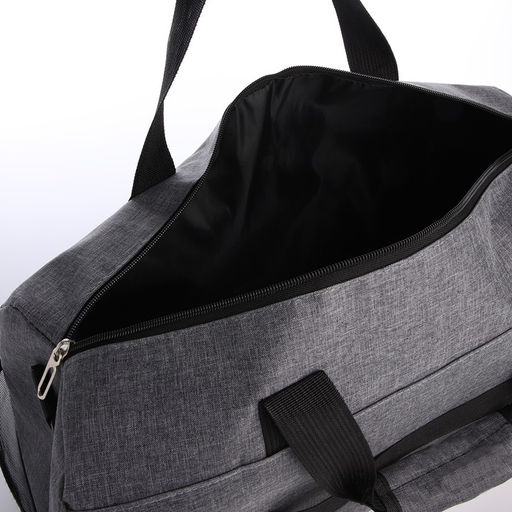 Сумка дорожная на молнии, 3 наружных кармана, длинный ремень, цвет серый - Simaland фото 4