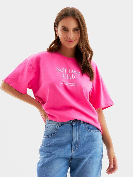 Футболка женская MIST Selflove, розовая, размер M (44-46)