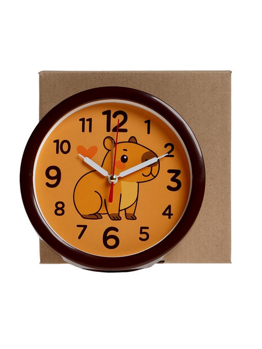 Будильник «Капибара», плавный ход, d=15 см, корпус коричневый